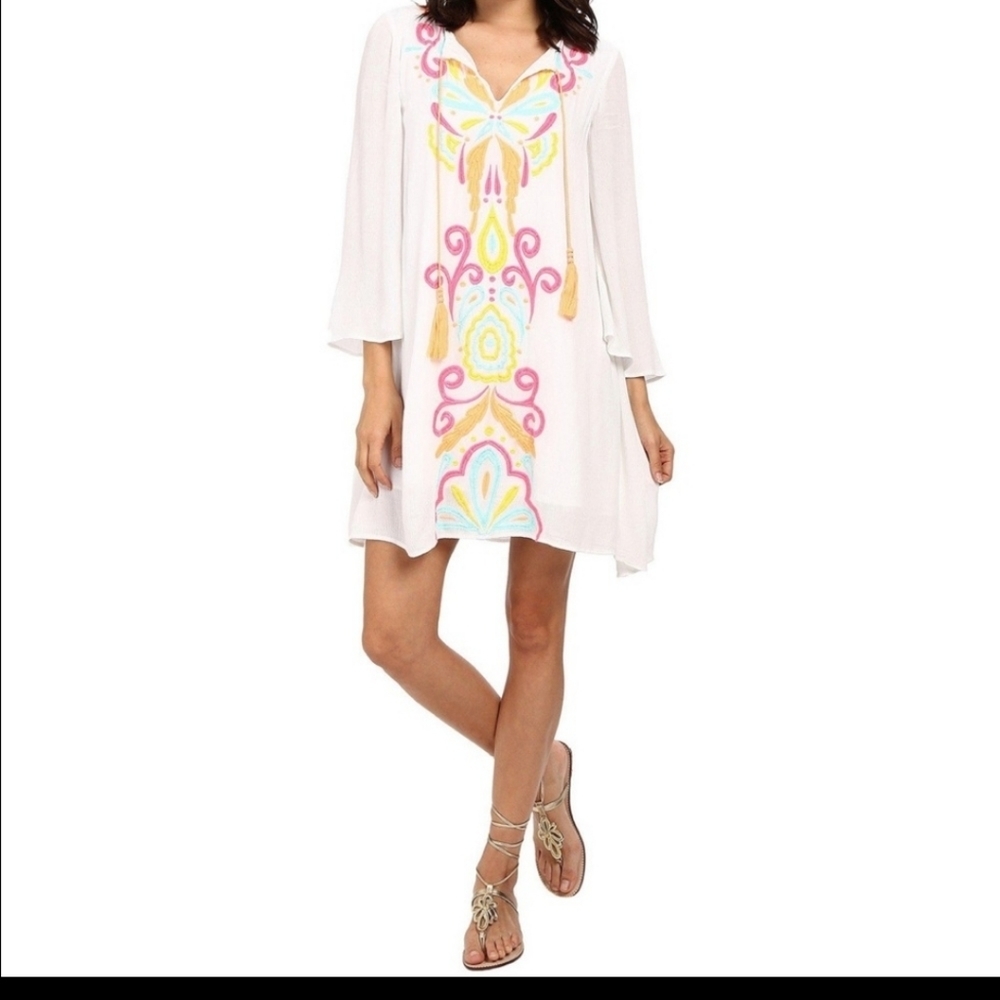 Lilly Pulitzer Ellie Tunic Dress Embroidered Beach Summer Size XS